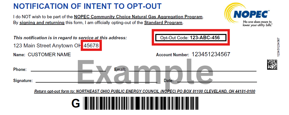 opt-out slip example.